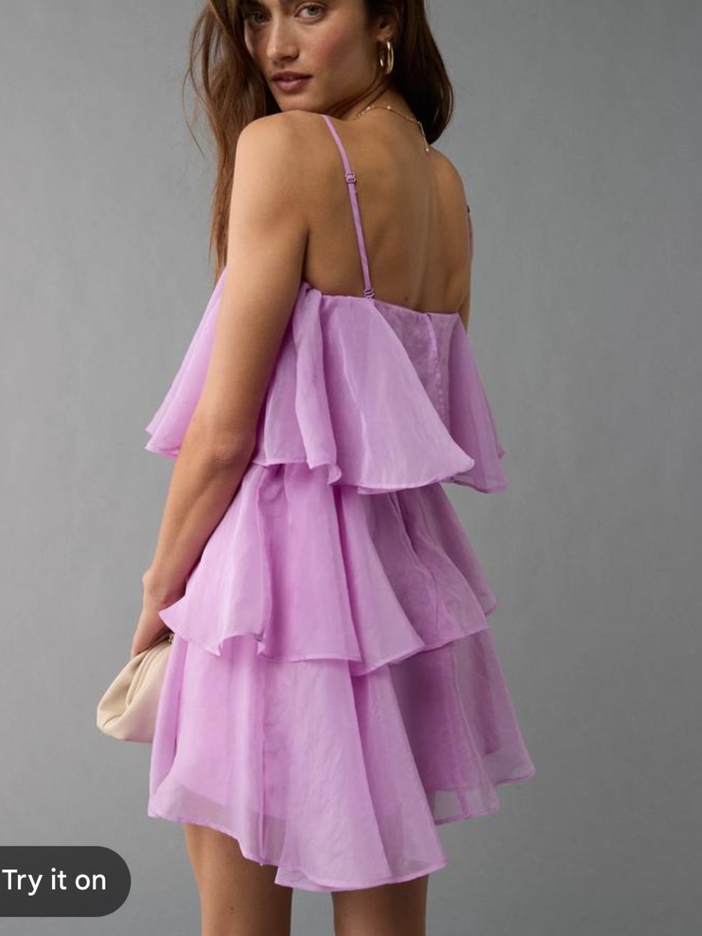 American Eagle Outfitters Lavender Tiered Ruffle Mini Dress